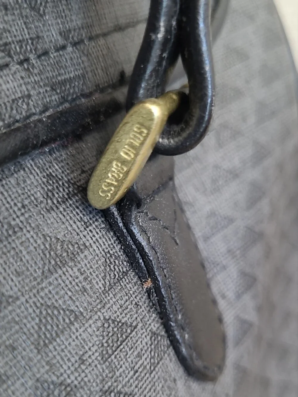 Liz Claiborne 1984 Vtg Gray Satchel Handbag with Black Trim Brass Hardware